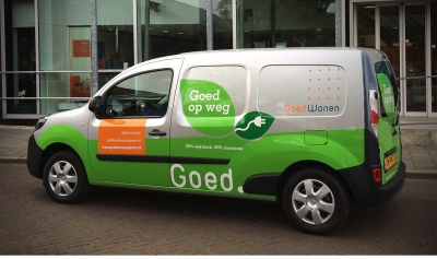 Goed Wonen Belettering bus duurzaam rijden _ maek creative team